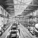 Interior of engineering works at London and North Western Railway, Crewe, Cheshire