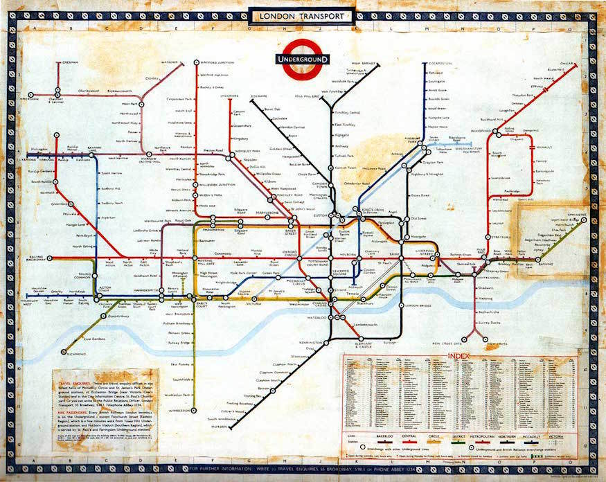 London Tube map from the early 1960s