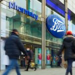 A high street store showing the Boots brand and blurry images of people walking past.
